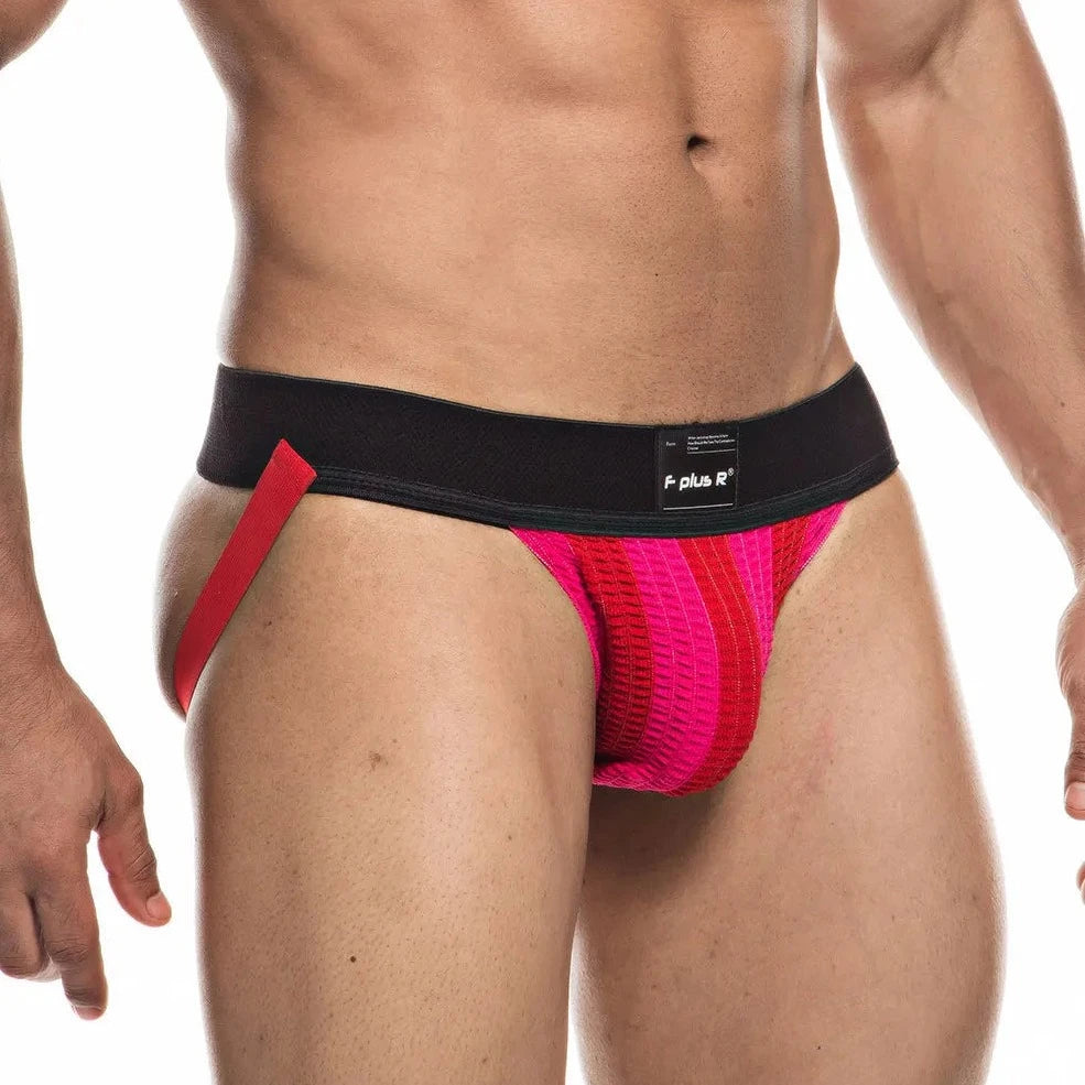 a sexy gay man in Fuchsia Athletic Stripe Jockstraps - pridevoyageshop.com - gay men’s underwear and swimwear