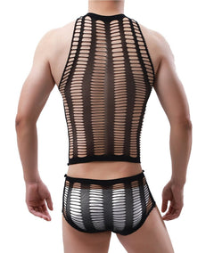 a hot gay man in Men's Sexy Fishnet Lounge Bodysuit Set | Gay Loungewear & Pajamas - pridevoyageshop.com - gay pajamas, gay loungewear, gay sleepwear