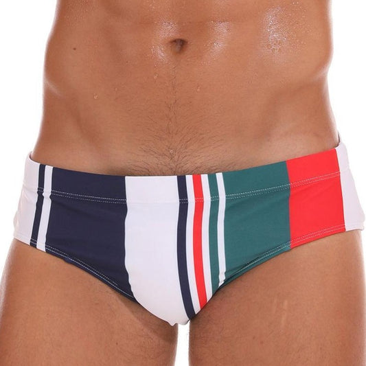 hot gay man in Color Stripe Gay Swimwear | 2023 New Men's Sexy Swim Briefs- pridevoyageshop.com - gay men’s underwear and swimwear