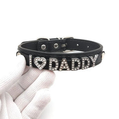 The Label Rhinestone and PU Leather Collar