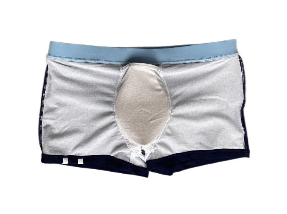 details of Gay Swimwear | Men's Square Cut Racing Stripe Swim Trunks - pridevoyageshop.com - gay men’s underwear and swimwear