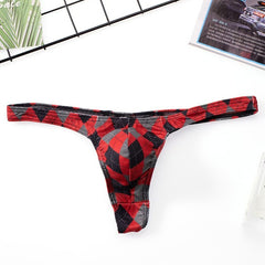 red white Sexy Plaid Bulging Pouch Thongs | Gay Men Underwear- pridevoyageshop.com - gay men’s underwear and swimwear