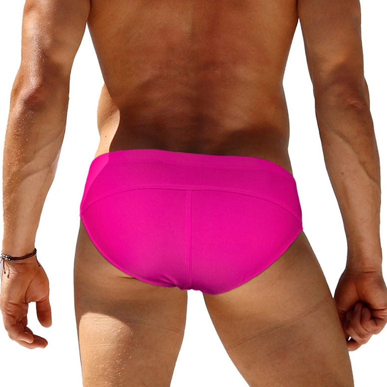 sexy gay man in rose red Gay Swimwear | Gay Men's Clipper Swim Briefs- pridevoyageshop.com - gay men’s underwear and swimwear