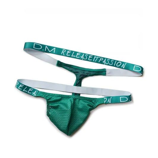 green DM Gay Men's Double Banded Mesh Thong - pridevoyageshop.com - gay men’s underwear and swimwear