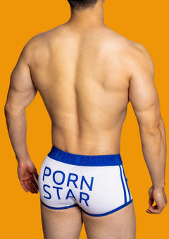 a sexy gay man in white DM Porn Star Pride Boxer Briefs - pridevoyageshop.com - gay men’s underwear and swimwear