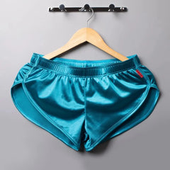 Turquoise Booty Call Lounge High-Slit Shorts - pridevoyageshop.com - gay pajamas, gay loungewear, gay sleepwear