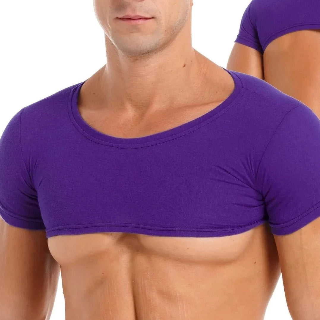a hot gay guy in purple Men's Casual Solid Crop Tops | Gay Crop Tops & Club Wear - pridevoyageshop.com - gay crop tops, gay casual clothes and gay clothes store