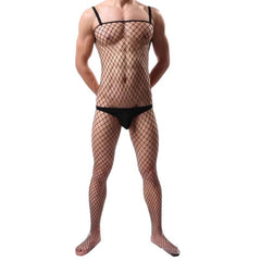 a sexy gay man in black Bare Desire Men’s Fishnet Bodysuit - pridevoyageshop.com - gay men’s bodystocking, lingerie, fishnet and fetish wear