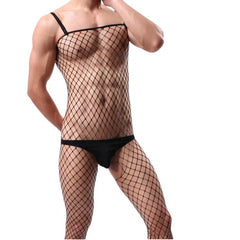 a sexy gay man in black Bare Desire Men’s Fishnet Bodysuit - pridevoyageshop.com - gay men’s bodystocking, lingerie, fishnet and fetish wear