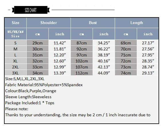 Size chart of Boystown Buckle Baby Ribbed Tank - pridevoyageshop.com - gay men's fashion, clubwear, party outfit
