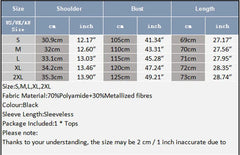 Size chart of details of Men’s Halo Circuit Sparkle Mesh Tank - pridevoyageshop.com - gay men’s harness, lingerie and fetish wear