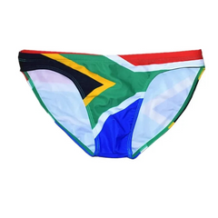 South Africa flag Men’s Flag Frenzy Swim Briefs - pridevoyageshop.com - gay men’s sexy swim briefs, trunks, board shorts, and bikinis