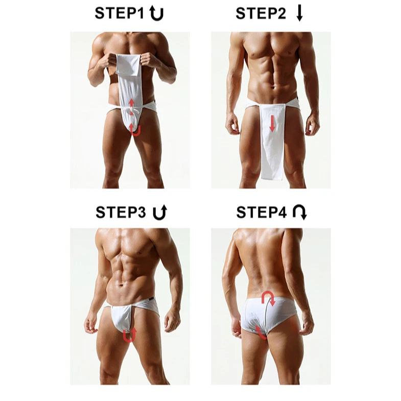 Steps of dressing Men’s Rokushaku Fundoshi Wrestler Thong - pridevoyageshop.com - gay men’s thongs, boxers, briefs and jockstraps