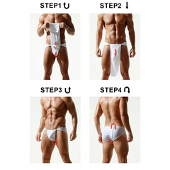 Steps of dressing Men’s Rokushaku Fundoshi Wrestler Thong - pridevoyageshop.com - gay men’s thongs, boxers, briefs and jockstraps