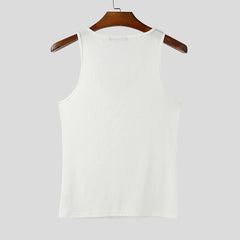 The Big Reveal Zip Tank in White laid flat showing zip front structure and stretch athletic fabric pridevoyageshopcom gay mens gym tank tops mesh tank tops activewear club tops fashion tops