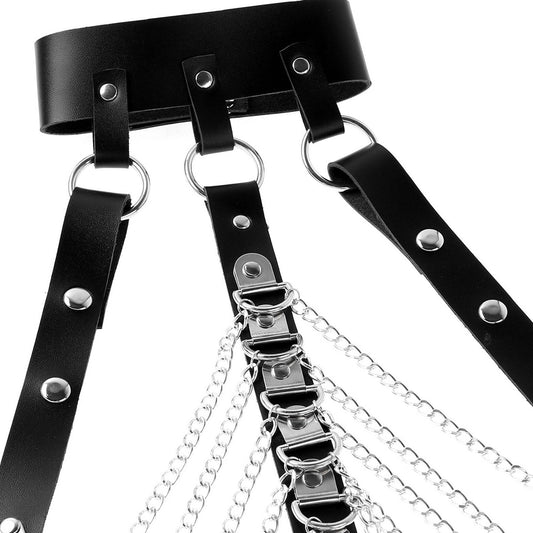 details of Mens Leather and Metal Chain Harness | Gay Harness- pridevoyageshop.com - gay men’s harness, lingerie and fetish wear