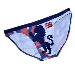 UK flag Men’s Flag Frenzy Swim Briefs - pridevoyageshop.com - gay men’s sexy swim briefs, trunks, board shorts, and bikinis