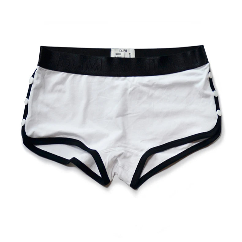 White DM Men’s Snap-Side Cozy Boxer Shorts - pridevoyageshop.com - gay men’s thongs, boxers, briefs and jockstraps