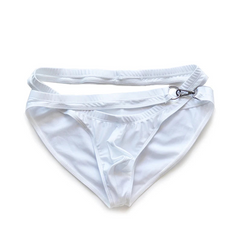 White DM Mens Hook & Dive Double-Strap Swim Brief - pridevoyageshop.com - gay men’s thongs, boxers, briefs and jockstraps