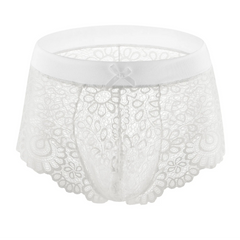 White Femme Sissy Bad & Bow Lace Briefs - pridevoyageshop.com - gay men’s thongs, boxers, briefs and jockstraps