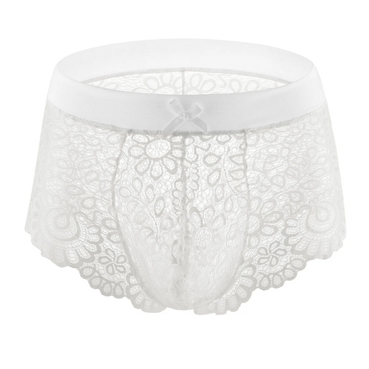 White Femme Sissy Bad & Bow Lace Briefs - pridevoyageshop.com - gay men’s thongs, boxers, briefs and jockstraps