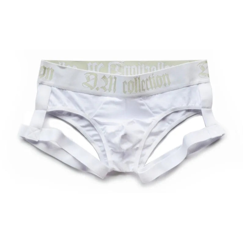 White Men’s D.M. Garter Briefs - pridevoyageshop.com - gay men’s thongs, boxers, briefs and jockstraps