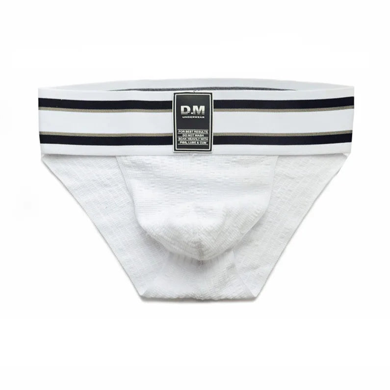 White Men’s D.M. Label Stripe Jock Briefs - pridevoyageshop.com - gay men’s thongs, boxers, briefs and jockstraps