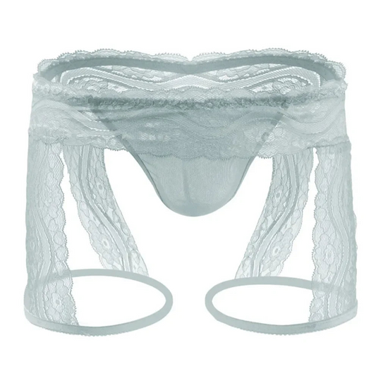 White Men’s Kinked Up Floral Lace Boxers - pridevoyageshop.com - gay men’s thongs, boxers, briefs and jockstraps