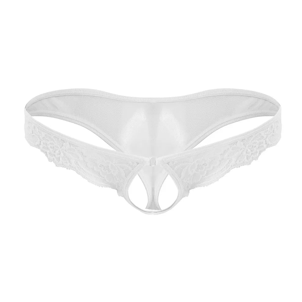White Men’s Lace Rendezvous Peephole Panties - pridevoyageshop.com - gay men’s thongs, boxers, briefs and jockstraps