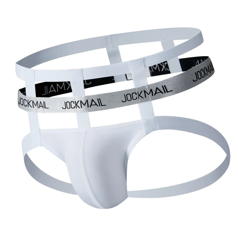 White Men’s Multi-Strap Cage Bare Thongs - pridevoyageshop.com - gay men’s thongs, boxers, briefs and jockstraps