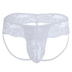 White Men's Queer Lace Cage Thong - pridevoyageshop.com - gay men’s thongs, boxers, briefs and jockstraps