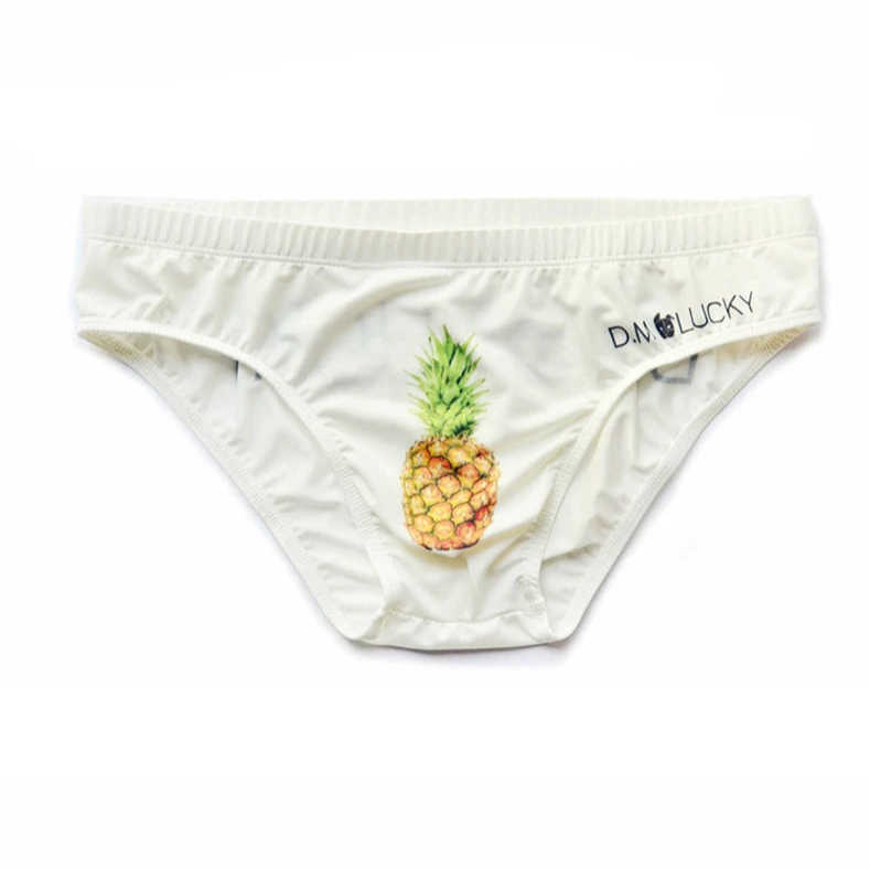 White Pineapple DM Men’s Cheeky Critters & Fruit Print Brief - pridevoyageshop.com - gay men’s thongs, boxers, briefs and jockstraps