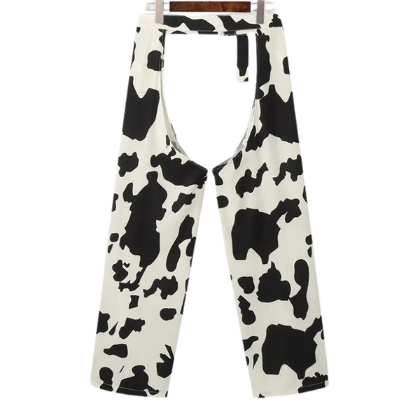 Wild Cow Print Open Chaps - Men's Activewear, gym short, sport shorts, running shorts- pridevoyageshop.com