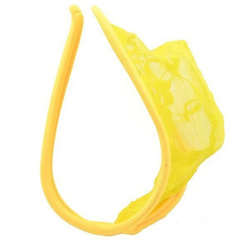 Yellow Men’s Cheeky Lace C-String - pridevoyageshop.com - gay men’s thongs, boxers, briefs and jockstraps