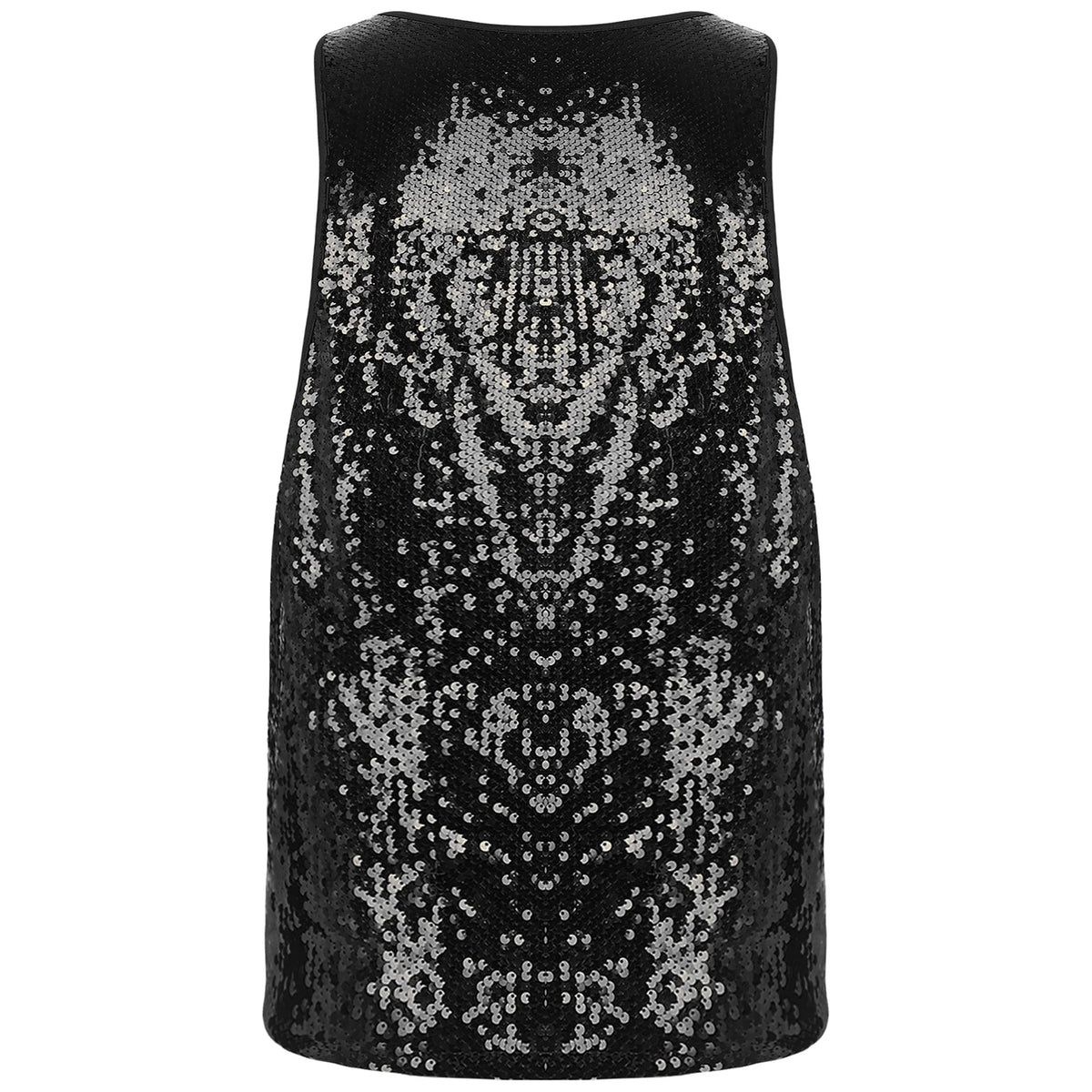 a flat lay of Black Bourbon Street Tease Deep Scoop Sequin Tank - pridevoyageshop.com - gay men's fashion, clubwear, party outfit
