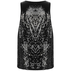 a flat lay of Black Bourbon Street Tease Deep Scoop Sequin Tank - pridevoyageshop.com - gay men's fashion, clubwear, party outfit
