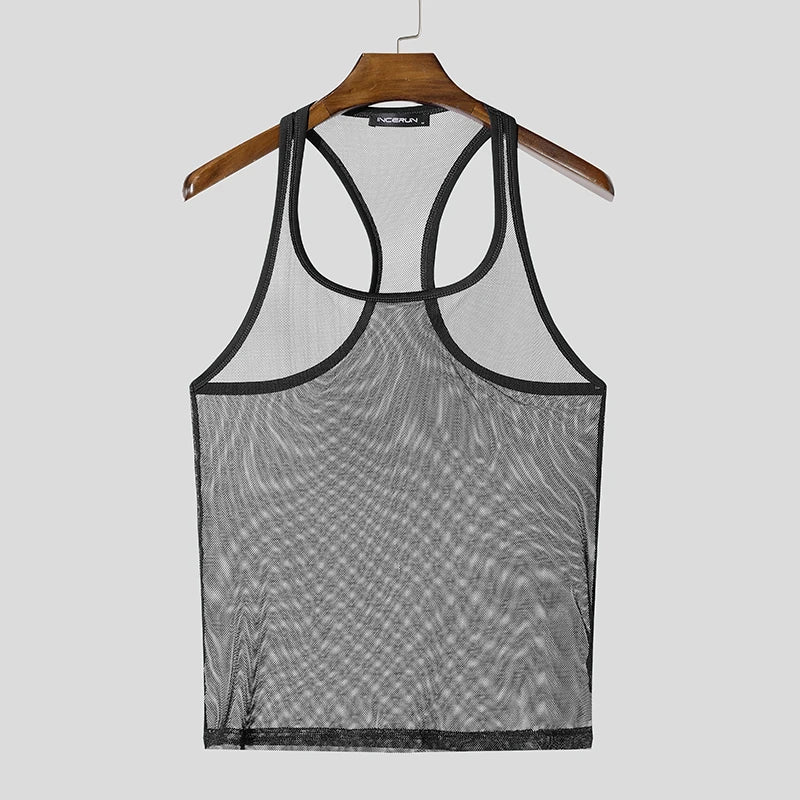 a flat lay of Black Boys’ Night Party Mesh Tank - pridevoyageshop.com - gay men's fashion, clubwear, party outfit
