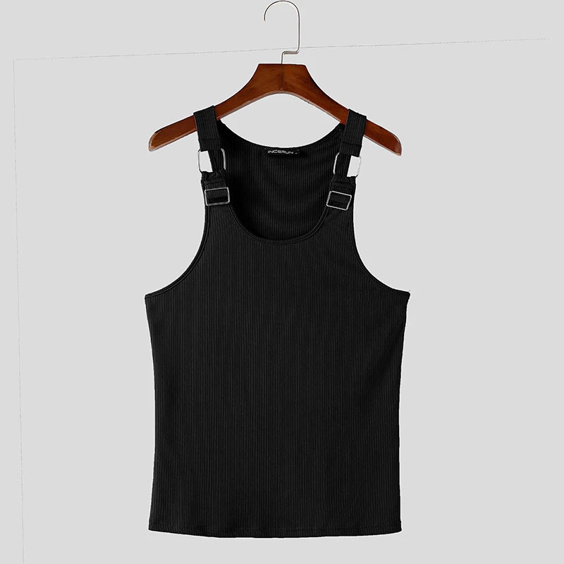 a flat lay of Black Boystown Buckle Baby Ribbed Tank - pridevoyageshop.com - gay men's fashion, clubwear, party outfit
