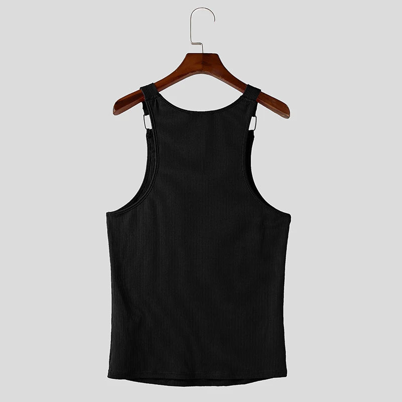 a flat lay of Black Boystown Buckle Baby Ribbed Tank - pridevoyageshop.com - gay men's fashion, clubwear, party outfit
