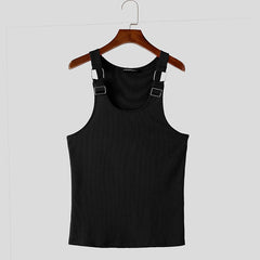a flat lay of Black Boystown Buckle Baby Ribbed Tank - pridevoyageshop.com - gay men's fashion, clubwear, party outfit

