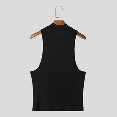 a flat lay of Black Cruising Bait Cutout Top - pridevoyageshop.com - gay men's harness, fetish gear, rave outfit

