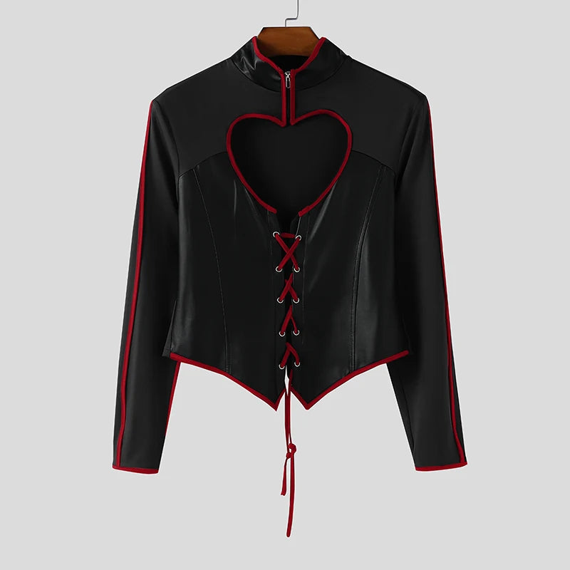 a flat lay of Black Heartbreaker Corset Top - pridevoyageshop.com - gay men's fashion, clubwear, party outfit
