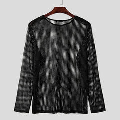 a flat lay of Black Hook Fishnet Long Sleeve Top - pridevoyageshop.com - gay men's fashion, clubwear, party outfit
