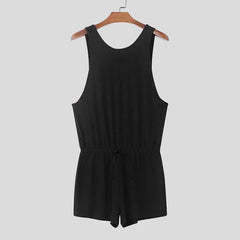 a flat lay of Black Late Checkout Ribbed Romper - pridevoyageshop.com - gay men's fashion, clubwear, party outfit
