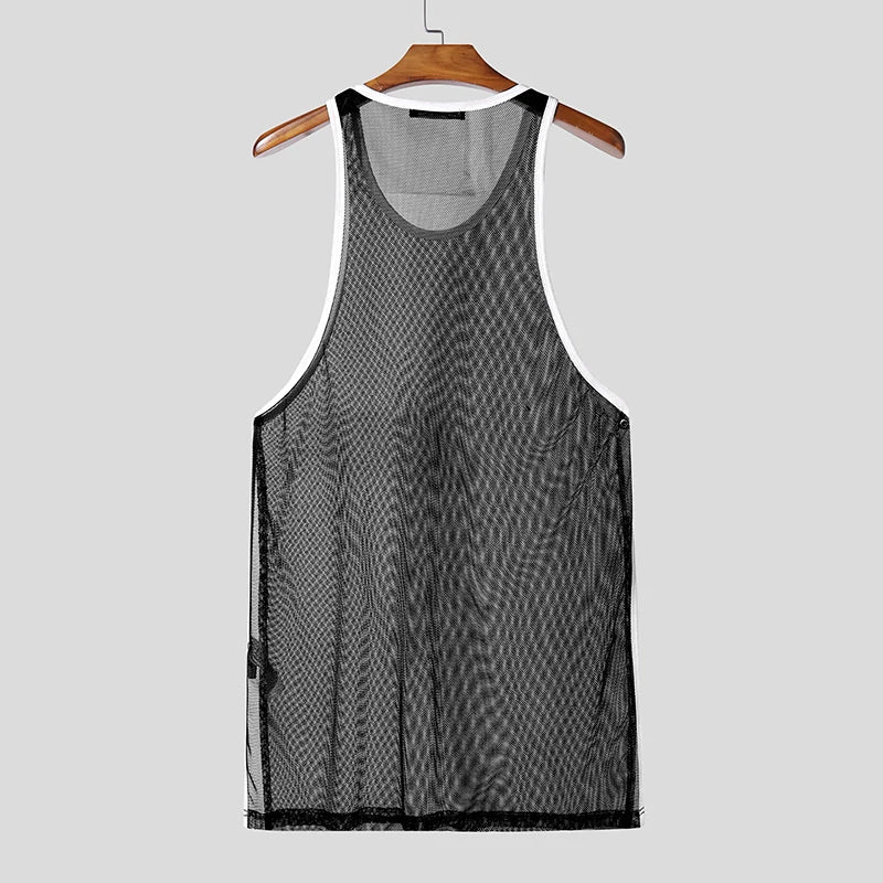a flat lay of Black The Proposition Mesh Tank - pridevoyageshop.com - gay men's fashion, clubwear, party outfit
