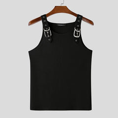 a flat lay of Black Warehouse Code Harness Top - pridevoyageshop.com - gay men's harness, fetish gear, rave outfit
