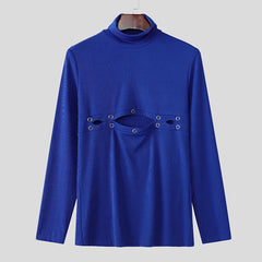 a flat lay of Blue Charli Cutout Turtleneck - pridevoyageshop.com - gay men's fashion, clubwear, party outfit

