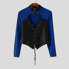 a flat lay of Blue Heartbreaker Corset Top - pridevoyageshop.com - gay men's fashion, clubwear, party outfit
