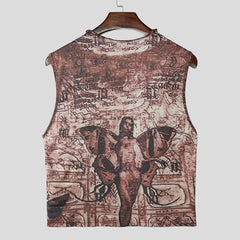 a flat lay of Brown Museum Boy Cutout Crop Tank - pridevoyageshop.com - gay men's fashion, clubwear, party outfit
