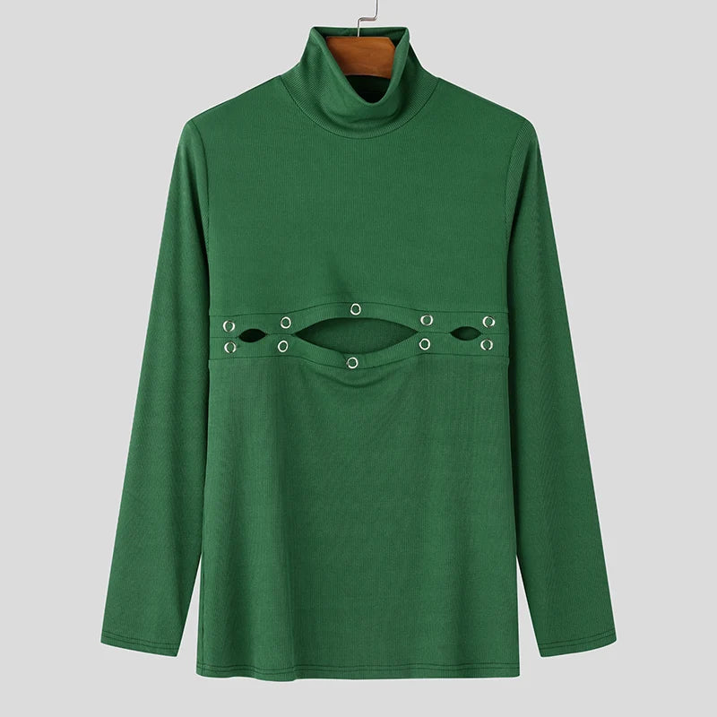 a flat lay of Green Charli Cutout Turtleneck - pridevoyageshop.com - gay men's fashion, clubwear, party outfit
